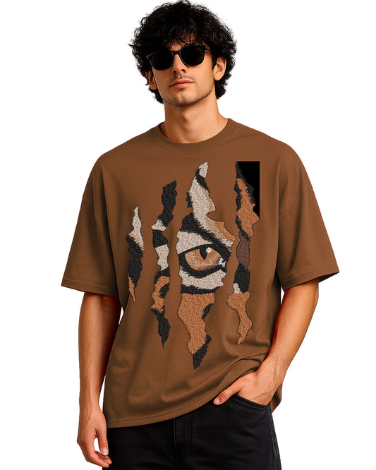Tiger Eye Graphic Oversized T-Shirt | Coffee Brown