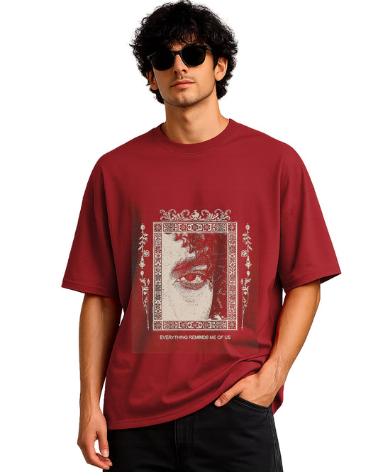 Everything Reminds Me of Us Oversized Graphic T-Shirt | Maroon