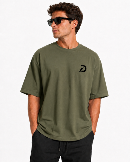 DISCIPLINE Oversized Drop Shoulder T-Shirt – Olive Green