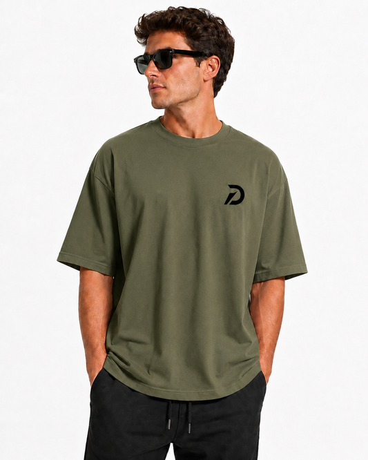 DISCIPLINE Oversized Drop Shoulder T-Shirt – Olive Green