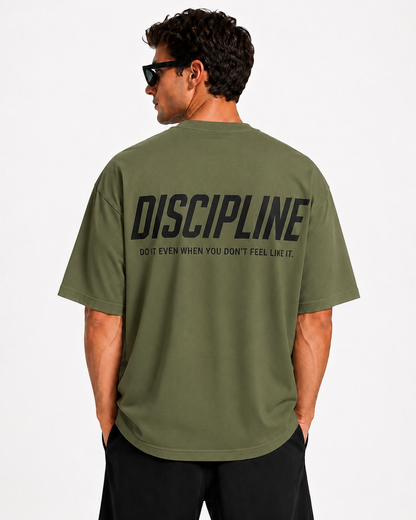 DISCIPLINE Oversized Drop Shoulder T-Shirt – Olive Green