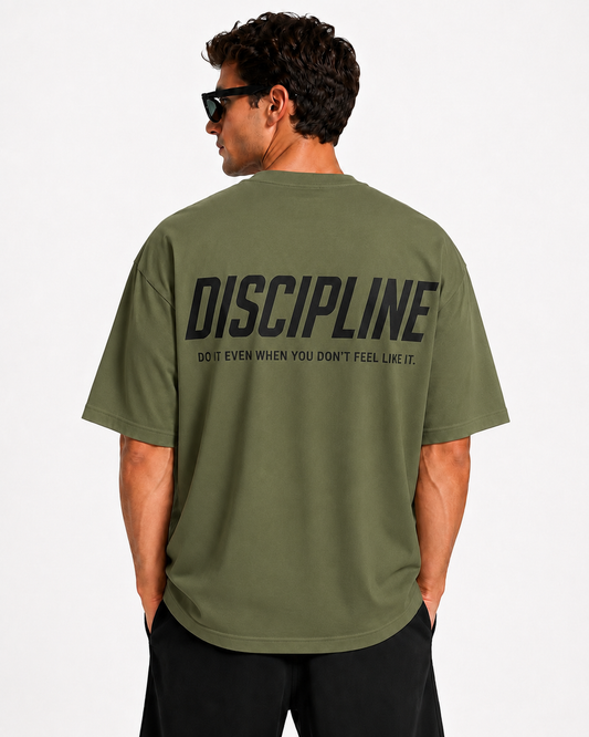 DISCIPLINE Oversized Drop Shoulder T-Shirt – Olive Green